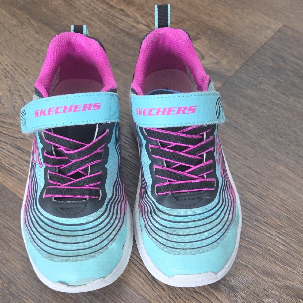 Skechers Kids Teal and Pink Light-Up Sneakers